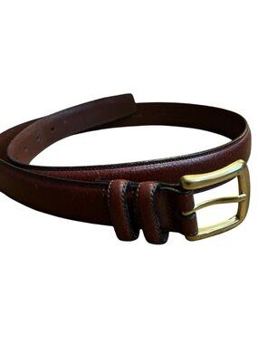Roundtree & Yorke Men’s Brown Leather Belt with Gold Buckle Size 34